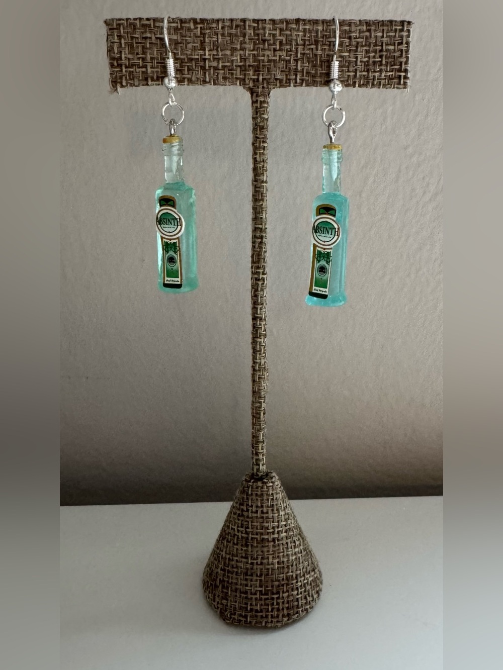 Absinthe Dangle Earrings | Alcohol Novelty Earrings | Fun / Statement Jewelry